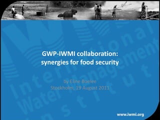 GWP-IWMI collaboration: synergies for food securityby Eline BoeleeStockholm, 19 August 2011 