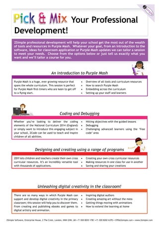 Purple Mash Coding 2code 2Simple Purple Mash CPD Brochure | PDF
