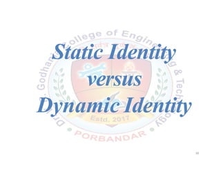 Static Identity
versus
Dynamic Identity
30
30
 