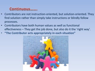 • “The Contributor acts appropriately in each situation”
 