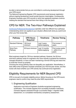 Cpd Engineer Examples Comprehensive Guide to CPD Hour Pathways for Engineers Australia NER ...