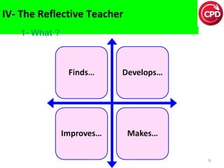 IV- The Reflective Teacher
1- What ?

8

 