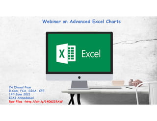 CA Dhaval Paun
B.Com, FCA, DISA, CFE
14th June 2021
ICAI Ahmedabad
Webinar on Advanced Excel Charts
Raw Files -http://bit.ly/140621RAW
 