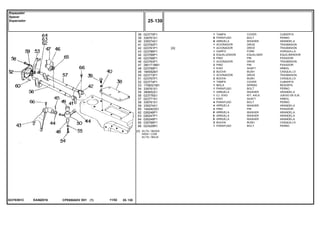 EA58Z016023783N1C
[A] ALTA / BAIXA
HIGH / LOW
ALTA / BAJA
38
39
40
41
42
43
44
45
46
47
48
49
50
51
52
53
54
55
56
57
58
59
60
62
63
64
65
66
023775P1
339761X1
339374X1
023762P1
023761P1
023786P1
023766P1
023768P1
023763P1
2801719M1
023769P1
184592M1
023773P1
023767P1
023774P1
1706021M1
339761X1
390652X1
023776S1
023771S1
339761X1
339374X1
1440403X1
026246P1
026247P1
026248P1
035766P1
023429R1
1
6
6
1
1
1
2
2
1
2
1
2
1
2
1
1
1
1
1
1
4
4
2
X
X
X
2
1
[A]
COVER CUBIERTA
BOLT PERNO
WASHER ARANDELA
DRIVE TRASMISION
DRIVE TRASMISION
FORK HORQUILLA
EQUALISER EQUILIBRADOR
PIN PASADOR
DRIVE TRASMISION
PIN PASADOR
SHAFT ARBOL
BUSH CASQUILLO
DRIVE TRASMISION
BUSH CASQUILLO
COVER CUBIERTA
SPRING RESORTE
BOLT PERNO
WASHER ARANDELA
KIT, AXLE JUEGO DE EJE
SHAFT ARBOL
BOLT PERNO
WASHER ARANDELA
PIN PASADOR
WASHER ARANDELA
WASHER ARANDELA
WASHER ARANDELA
BUSH CASQUILLO
BOLT PERNO
TAMPA
PARAFUSO
ARRUELA
ACIONADOR
ACIONADOR
GARFO
EQUALIZADOR
PINO
ACIONADOR
PINO
EIXO
BUCHA
ACIONADOR
BUCHA
TAMPA
MOLA
PARAFUSO
ARRUELA
CJ. EIXO
EIXO
PARAFUSO
ARRUELA
PINO
ARRUELA
ARRUELA
ARRUELA
BUCHA
PARAFUSO
CPE650ADV E01 11/02(1)
25 130
Espaçador
Spacer
Espaciador
25 130-
Menu Símbolos
 