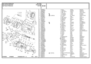 EH46Z003T0210063A
30-190 No
30-50 No
1
2
3
4
5
5
6
7
8
9
10
11
12
13
13
14
15
16
17
18
19
20
21
22
22
22
23
24
25
26
27
28
29
30
31
32
33
34
35
36
37
38
40
41
42
43
44
45
46
47
906808M1
1864764M1
358950X1
851258M1
036591S1
036560S1
020905N1
829258M1
1440475X1
353677X1
353446X1
020925P1
1488046M1
041923P1
041924P1
363627X1
353439X1
354651X1
338600X1
180474M1
3409712M1
182099M91
1860954M1
042574P1
042575P1
042576P1
020902T1
041926P1
020940P1
020916P1
490016M1
1487072M2
3176506M91
3176506M91
022518P1
041913P1
338598X1
894756M1
1487077M1
051467P1
020928P1
1487082M1
3148503M2
3149278M1
020955P1
041915N1
020954P1
041917P1
363284X1
354041X1
1
1
1
1
1
1
2
2
2
8
8
4
4
1
1
22
8
8
24
4
4
2
2
X
X
X
1
2
6
18
336
12
4
4
2
2
24
2
2
2
16
2
12
6
6
2
2
2
2
2
SPRING RESORTE
WASHER ARANDELA
CIRCLIP CIRCULITO
O RING JUNTA TORICA
LEVER PALANCA
LEVER PALANCA
KIT, BRAKE FRENOS JUEGO
SHIM CALCE
CIRCLIP CIRCULITO
BOLT PERNO
WASHER ARANDELA
STOP PARO
PIN PASADOR
HOUSING ALOJAMIENTO
HOUSING ALOJAMIENTO
NUT TUERCA
WASHER ARANDELA
SCREW TORNILLO
NUT TUERCA
WASHER ARANDELA
PLUG TAPON
BREATHER RESPIRADERO
OIL SEAL BUJE RETENACEITE
SHIM CALCE
SHIM CALCE
SHIM CALCE
CONE CONO
SHAFT ARBOL
GEAR ENGRANAJE
WASHER ARANDELA
ROLLER RODILLO
WASHER ARANDELA
BEARING COJINETE
BEARING COJINETE
SEAL RETEN
COVER CUBIERTA
BOLT PERNO
SPACER PIEZA DISTANCIA
RING ARO
SHAFT ARBOL
BOLT PERNO
O RING JUNTA TORICA
BOLT PERNO
PLATE CHAPA
SHAFT ARBOL
CARRIER PORTADOR
SPROCKET RUEDA DE CADENA
GEAR ENGRANAJE
PIN PASADOR
COTTER PIN PASADOR DOUBLE
MOLA
ARRUELA
ANEL TRAVA
ANEL "O"
ALAVANCA
ALAVANCA
CJ. FREIO
CALÇO
ANEL TRAVA
PARAFUSO
ARRUELA
BATENTE
PINO
CARCAÇA
CARCAÇA
PORCA
ARRUELA
PARAFUSO
PORCA
ARRUELA
BUJÃO
RESPIRO
RETENTOR
CALÇO
CALÇO
CALÇO
CONE
EIXO
ENGRENAGEM
ARRUELA
ROLETE
ARRUELA
ROLAMENTO
ROLAMENTO
RETENTOR
TAMPA
PARAFUSO
ESPAÇADOR
ANEL
EIXO
PARAFUSO
ANEL "O"
PARAFUSO
CHAPA
EIXO
PORTA ENGRENAGEM
COROA
ENGRENAGEM
PINO
CUPILHACPE650ADV E01 11/02(1)
30 25
Sem Tdpi
Without Ipto
Sin Tdfi
Eixo Traseiro E Diferencial
Rear Axle And Diferential
Aje Trasero E Diferencial
30 25-
Menu Símbolos
 