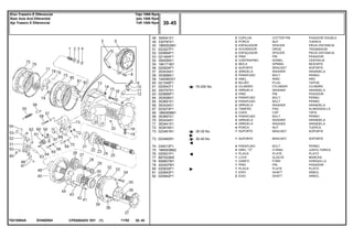 EH48Z004T0210064A
70-200 No
30-35 No
30-40 No
48
49
50
51
52
53
54
55
56
57
58
59
60
61
62
63
64
65
66
67
68
69
70
71
72
73
73
74
75
76
77
78
79
80
81
82
354041X1
330797X1
1865002M1
023327P1
020894P1
021464P1
354059X1
184171M1
020924P1
353434X1
353898X1
1440993X1
021349P1
020543T1
353757X1
020895P1
353508X1
353691X1
353434X1
023473P1
1860959M1
353897X1
353434X1
353441X1
353918X1
023461N1
023462N1
034013P1
1860838M2
020931P1
897003M3
906807M1
420407M1
020932P1
020943P1
020942P1
2
2
2
2
2
2
2
2
2
2
2
2
2
2
2
2
4
2
2
2
2
2
2
4
4
1
1
4
4
1
1
1
1
1
1
2
COTTER PIN PASADOR DOUBLE
NUT TUERCA
SPACER PIEZA DISTANCIA
DRIVE TRASMISION
SPACER PIEZA DISTANCIA
PIN PASADOR
DOWEL CENTRAJE
SPRING RESORTE
BRACKET SOPORTE
WASHER ARANDELA
BOLT PERNO
RING ARO
PLUG TAPON
CYLINDER CILINDRO
WASHER ARANDELA
PIN PASADOR
BOLT PERNO
BOLT PERNO
WASHER ARANDELA
PAD ALMOHADILLA
CAP TAPA
BOLT PERNO
WASHER ARANDELA
WASHER ARANDELA
NUT TUERCA
BRACKET SOPORTE
BRACKET SOPORTE
BOLT PERNO
O RING JUNTA TORICA
PLATE PLATO
SLEEVE MANCHA
FORK HORQUILLA
PIN PASADOR
PLATE PLATO
SHAFT ARBOL
SHAFT ARBOL
CUPILHA
PORCA
ESPAÇADOR
ACIONADOR
ESPAÇADOR
PINO
CONTRAPINO
MOLA
SUPORTE
ARRUELA
PARAFUSO
ANEL
BUJÃO
CILINDRO
ARRUELA
PINO
PARAFUSO
PARAFUSO
ARRUELA
TAMPÃO
CAPA
PARAFUSO
ARRUELA
ARRUELA
PORCA
SUPORTE
SUPORTE
PARAFUSO
ANEL "O"
PLACA
LUVA
GARFO
PINO
PLACA
EIXO
EIXO
CPE650ADV E01 11/02(1)
30 45
Tdpi 1000 Rpm
Ipto 1000 Rpm
Tdfi 1000 Rpm
Eixo Traseiro E Diferencial
Rear Axle And Diferential
Aje Trasero E Diferencial
30 45-
Menu Símbolos
 