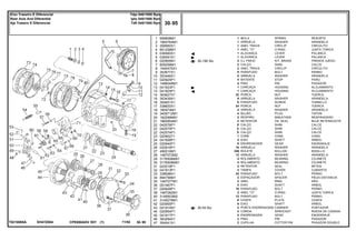 EH47Z004T0210065A
30-190 No
30-50 No
1
2
3
4
5
5
6
7
8
9
10
11
12
13
13
14
15
16
17
18
19
20
21
22
22
22
23
24
25
26
27
28
29
30
31
32
33
34
35
36
37
38
40
41
42
43
44
45
46
47
906808M1
1864764M1
358950X1
851258M1
036560S1
036591S1
020905N1
829258M1
1440475X1
353677X1
353446X1
020925P1
1488046M1
041923P1
041924P1
363627X1
353439X1
354651X1
338600X1
180474M1
3409712M1
182099M91
1860954M1
042576P1
042575P1
042574P1
020902T1
041926P1
020940P1
020916P1
490016M1
1487072M2
3176506M91
3176506M91
022518P1
041913P1
338598X1
894756M1
1487077M1
051467P1
020928P1
1487082M1
3148503M2
3149278M1
020955P1
041915N1
020954P1
041917P1
363284X1
354041X1
1
1
1
1
1
1
2
2
2
8
8
4
4
1
1
22
8
8
24
4
4
2
2
X
X
X
1
2
6
18
336
12
4
4
2
2
24
2
2
2
16
2
12
6
6
2
2
2
2
2
SPRING RESORTE
WASHER ARANDELA
CIRCLIP CIRCULITO
O RING JUNTA TORICA
LEVER PALANCA
LEVER PALANCA
KIT, BRAKE FRENOS JUEGO
SHIM CALCE
CIRCLIP CIRCULITO
BOLT PERNO
WASHER ARANDELA
STOP PARO
PIN PASADOR
HOUSING ALOJAMIENTO
HOUSING ALOJAMIENTO
NUT TUERCA
WASHER ARANDELA
SCREW TORNILLO
NUT TUERCA
WASHER ARANDELA
PLUG TAPON
BREATHER RESPIRADERO
OIL SEAL BUJE RETENACEITE
SHIM CALCE
SHIM CALCE
SHIM CALCE
CONE CONO
SHAFT ARBOL
GEAR ENGRANAJE
WASHER ARANDELA
ROLLER RODILLO
WASHER ARANDELA
BEARING COJINETE
BEARING COJINETE
SEAL RETEN
COVER CUBIERTA
BOLT PERNO
SPACER PIEZA DISTANCIA
RING ARO
SHAFT ARBOL
BOLT PERNO
O RING JUNTA TORICA
BOLT PERNO
PLATE CHAPA
SHAFT ARBOL
CARRIER PORTADOR
SPROCKET RUEDA DE CADENA
GEAR ENGRANAJE
PIN PASADOR
COTTER PIN PASADOR DOUBLE
MOLA
ARRUELA
ANEL TRAVA
ANEL "O"
ALAVANCA
ALAVANCA
CJ. FREIO
CALÇO
ANEL TRAVA
PARAFUSO
ARRUELA
BATENTE
PINO
CARCAÇA
CARCAÇA
PORCA
ARRUELA
PARAFUSO
PORCA
ARRUELA
BUJÃO
RESPIRO
RETENTOR
CALÇO
CALÇO
CALÇO
CONE
EIXO
ENGRENAGEM
ARRUELA
ROLETE
ARRUELA
ROLAMENTO
ROLAMENTO
RETENTOR
TAMPA
PARAFUSO
ESPAÇADOR
ANEL
EIXO
PARAFUSO
ANEL "O"
PARAFUSO
CHAPA
EIXO
PORTA ENGRENAGEM
COROA
ENGRENAGEM
PINO
CUPILHACPE650ADV E01 11/02(1)
30 95
Tdpi 540/1000 Rpm
Ipto 540/1000 Rpm
Tdfi 540/1000 Rpm
Eixo Traseiro E Diferencial
Rear Axle And Diferential
Aje Trasero E Diferencial
30 95-
Menu Símbolos
 