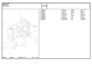 EB59Z054049933N1
1
2
3
4
5
6
7
8
9
10
11
023680P2
020468T1
063207P1
353446X1
353676X1
195569M1
180474M1
3409712M1
490808M1
034616P1
034616P1
1
3
1
3
3
4
1
1
4
18
2
HOUSING ALOJAMIENTO
MAGNET IMAN
COVER CUBIERTA
WASHER ARANDELA
BOLT PERNO
STUD ESPARRAGO
WASHER ARANDELA
PLUG TAPON
STUD ESPARRAGO
STUD ESPARRAGO
STUD ESPARRAGO
CARCAÇA
MAGNÉTICO
TAMPA
ARRUELA
PARAFUSO
PRISIONEIRO
ARRUELA
BUJÃO
PRISIONEIRO
PRISIONEIRO
PRISIONEIRO
CPE650ADV E01 11/02(1)
30 105
Carcaça Central
Middle Body
Carcaza Central
30 105-
Menu Símbolos
 
