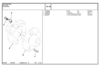 EC57Z001022348N2
1
2
3
4
5
1487063M1
1487064M3
3149871M1
1487068M4
022670P1
3
3
3
1
1
PIN PASADOR
LOCK RETENEDOR
BOLT PERNO
CARRIER PORTADOR
CARRIER PORTADOR
PINO
TRAVA
PARAFUSO
PORTA ENGRENAGEM
PORTA ENGRENAGEM
CPE650ADV E01 11/02(1)
30 125
Porta-Engrenagem
Gear Holder
Portaengranje
30 125-
Menu Símbolos
 