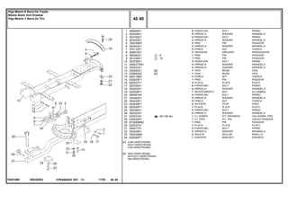 EB22Z003T0281009
[A]
[B]
COM HIDROTRONIC
WITH HIDROTRONIC
CON HIDROTRONIC
SEM HIDROTRONIC
WITHOUT HIDROTRONIC
SIN HIDROTRONIC
6
10
40-105 No
1
2
3
4
5
6
7
8
9
9
10
11
12
13
13
14
15
16
17
18
19
20
21
22
23
24
25
26
27
28
29
30
31
32
33
34
366909X1
353439X1
353726X1
353433X1
762235M1
353443X1
375115X1
365572X1
390383X1
391276X1
353726X1
3585377M1
353433X1
020000S1
039583S2
909718M1
020023P1
020027P1
353726X1
353433X1
020028P1
490481M1
353440X1
353435X1
020029P1
020030P1
354290X1
353433X1
020031N1
020035N1
810285M92
020037S1
354277X1
353439X1
762234M2
020040P1
8
8
4
4
2
2
2
2
1
1
4
4
4
1
1
4
1
2
6
6
1
4
4
4
2
1
4
4
1
1
1
1
2
2
2
1
[B]
[A]
BOLT PERNO
WASHER ARANDELA
BOLT PERNO
WASHER ARANDELA
PIN PASADOR
WASHER ARANDELA
NUT TUERCA
GREASER ENGRASADOR
PIN PASADOR
PIN PASADOR
BOLT PERNO
WASHER ARANDELA
WASHER ARANDELA
BEAM VIGA
BEAM VIGA
NUT TUERCA
PIN PASADOR
PLATE PLATO
BOLT PERNO
WASHER ARANDELA
MAT ALFOMBRA
BOLT PERNO
WASHER ARANDELA
NUT TUERCA
STOP PARO
PLATE PLATO
BOLT PERNO
WASHER ARANDELA
KIT, DRAWBAR JGO.BARRA TIRO
KIT, PIN JUEGO PASADOR
PIN PASADOR
PLATE PLATO
BOLT PERNO
WASHER ARANDELA
ROLLER RODILLO
BRACKET SOPORTE
PARAFUSO
ARRUELA
PARAFUSO
ARRUELA
PINO
ARRUELA
PORCA
GRAXEIRA
PINO
PINO
PARAFUSO
ARRUELA
ARRUELA
VIGA
VIGA
PORCA
PINO
PLACA
PARAFUSO
ARRUELA
REVESTIMENTO
PARAFUSO
ARRUELA
PORCA
BATENTE
PLACA
PARAFUSO
ARRUELA
CJ. BARRA
CJ. PINO
PINO
PLACA
PARAFUSO
ARRUELA
ROLETE
SUPORTE
CPE650ADV E01 11/02(1)
40 80
Viga Mestra E Barra De Tração
Master Beam And Drawbar
Viga Mestra Y Barra De Tiro
40 80-
Menu Símbolos
 