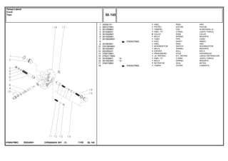 EE83Z0013760527M93
3760527M93
3760527M93
1
2
3
4
5
6
7
8
9
10
11
12
13
14
15
16
17
18
339361X1
3697275M1
3610598M1
3019394X1
3610926M1
3610555M1
3610600M91
3019839X1
3761983M91
3610554M1
3003593X1
3760739M1
3762311M92
3019398X1
3610923M1
3760738M1
1
1
1
1
X
1
1
1
1
1
1
1
1
1
1
1
1
1
14
14
RING ARO
PISTON PISTON
PAD ALMOHADILLA
O RING JUNTA TORICA
SHIM CALCE
SPRING RESORTE
PIPE CANO
SHAFT ARBOL
RING ARO
SWITCH INTERRUPTOR
SPRING RESORTE
BALL BOLA
STUD ESPARRAGO
KIT, REPAIR JUEGO REPARACION
O RING JUNTA TORICA
SPRING RESORTE
SEAL RETEN
COVER CUBIERTA
ANEL
PISTÃO
TAMPÃO
ANEL "O"
CALÇO
MOLA
TUBO
EIXO
ANEL
INTERRUPTOR
MOLA
ESFERA
PRISIONEIRO
JG. REPARO
ANEL "O"
MOLA
RETENTOR
TAMPA
CPE650ADV E01 11/02(1)
50 145
Tampa Lateral
Cover
Tapa
50 145-
Menu Símbolos
 