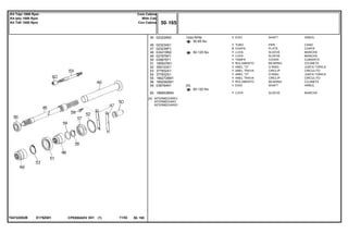 1000 RPM
E179Z001T04722002B
[A] INTERMEDIÁRIO
INTERMEDIARY
INTERMEDIARIO
50-85 No
50-125 No
50-120 No
45
46
47
48
49
50
51
52
53
54
55
56
59
60
023229N2
023234S1
023239P1
034218N2
027879P1
035678T1
195507M1
359103X1
377602X1
377832X1
1662726M1
1692582M1
038784N1
1868538M4
1
1
2
1
1
1
1
1
1
1
1
1
1
1
[A]
SHAFT ARBOL
PIPE CANO
PLATE CHAPA
SLEEVE MANCHA
SLEEVE MANCHA
COVER CUBIERTA
BEARING COJINETE
O RING JUNTA TORICA
CIRCLIP CIRCULITO
O RING JUNTA TORICA
CIRCLIP CIRCULITO
BEARING COJINETE
SHAFT ARBOL
SLEEVE MANCHA
EIXO
TUBO
CHAPA
LUVA
LUVA
TAMPA
ROLAMENTO
ANEL "O"
ANEL TRAVA
ANEL "O"
ANEL TRAVA
ROLAMENTO
EIXO
LUVA
CPE650ADV E01 11/02(1)
50 165
Com Cabine
With Cab
Con Cabina
Kit Tdpi 1000 Rpm
Kit Ipto 1000 Rpm
Kit Tdfi 1000 Rpm
50 165-
Menu Símbolos
 