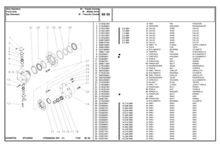 EF23Z004022559T2D
0,6 MM
1,0 MM
1,4 MM
0,4 MM
0,8 MM
0,2 MM
0,3 MM
14,714 MM
14,689 MM
14,664 MM
14,639 MM
14,614 MM
14,589 MM
14,564 MM
14,539 MM
14,514 MM
14,489 MM
14,464 MM
14,439 MM
14,414 MM
14,389 MM
14,364 MM
14,339 MM
1
2
3
3
3
3
3
3
3
4
5
6
7
8
9
10
11
12
13
14
15
16
17
18
19
20
21
22
23
24
25
26
27
28
29
29
29
29
29
29
29
29
29
29
29
29
29
29
29
29
3176321M1
3176390M1
3176313M1
3176314M1
3176315M1
3176319M1
3176320M1
3588106M1
3588107M1
3588108M1
3588109M1
3247060M1
3588111M1
033554R1
033555R1
033608R1
033607R1
3588113M1
3176335M1
3176334M1
3587936M1
3176341M1
3587938M1
3587932M91
3603350M1
3176345M1
3176346M1
3176347M1
3176351M1
3176350M1
3176333M1
3176332M1
020813R1
3176330M1
033559R1
033560R1
033561R1
033562R1
033563R1
033564R1
033565R1
033566R1
033567R1
033568R1
033569R1
033570R1
033571R1
033572R1
033573R1
033574R1
4
4
X
X
X
X
X
X
X
4
4
4
4
1
1
2
2
12
2
2
8
8
16
8
2
2
2
4
16
16
4
2
16
4
X
X
X
X
X
X
X
X
X
X
X
X
X
X
X
X
PIN PASADOR
GREASER ENGRASADOR
SHIM CALCE
SHIM CALCE
SHIM CALCE
SHIM CALCE
SHIM CALCE
SHIM CALCE
SHIM CALCE
O RING JUNTA TORICA
CAP TAPA
BEARING COJINETE
PAD ALMOHADILLA
HOUSING ALOJAMIENTO
HOUSING ALOJAMIENTO
NUT TUERCA
BOLT PERNO
BOLT PERNO
GEAR ENGRANAJE
NUT TUERCA
CIRCLIP CIRCULITO
BEARING COJINETE
CIRCLIP CIRCULITO
GEAR ENGRANAJE
HOUSING ALOJAMIENTO
PLUG TAPON
O RING JUNTA TORICA
BOLT PERNO
NUT TUERCA
WASHER ARANDELA
BOLT PERNO
RING ARO
BOLT PERNO
BEARING COJINETE
RING ARO
RING ARO
RING ARO
RING ARO
RING ARO
RING ARO
RING ARO
RING ARO
RING ARO
RING ARO
RING ARO
RING ARO
RING ARO
RING ARO
RING ARO
RING ARO
PINO
GRAXEIRA
CALÇO
CALÇO
CALÇO
CALÇO
CALÇO
CALÇO
CALÇO
ANEL "O"
CAPA
ROLAMENTO
TAMPÃO
CARCAÇA
CARCAÇA
PORCA
PARAFUSO
PARAFUSO
ENGRENAGEM
PORCA
ANEL TRAVA
ROLAMENTO
ANEL TRAVA
ENGRENAGEM
CARCAÇA
BUJÃO
ANEL "O"
PARAFUSO
PORCA
ARRUELA
PARAFUSO
ANEL
PARAFUSO
ROLAMENTO
ANEL
ANEL
ANEL
ANEL
ANEL
ANEL
ANEL
ANEL
ANEL
ANEL
ANEL
ANEL
ANEL
ANEL
ANEL
ANELCPE650ADV E01 11/02(1)
60 55
Zf - Tração Central
Zf - Middle Drive
Zf - Tracción Central
Eixo Dianteiro
Front Axle
Eje Delantero
60 55-
Menu Símbolos
 