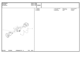 EF07Z025057513N1
1
2
3
044066T1
043030P1
041019T1
1
2
2
FRONT AXLE EJE DELANTERO
CONNECTION CONEXION
HOSE FLEXIBLE
EIXO DIANTEIRO
CONEXÃO
MANGUEIRA
CPE650ADV E01 11/02(1)
60 65
Carraro - 20.21
Carraro - 20.21
Carraro - 20.21
Eixo Dianteiro
Front Axle
Eje Delantero
60 65-
Menu Símbolos
 
