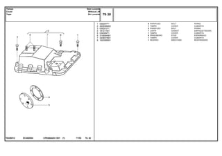EC40Z004T0226012
1
2
3
4
5
6
7
8
058287P1
490699M92
058281P1
181217M1
039395P1
3146844M1
3408079M1
182099M91
8
1
5
1
1
8
1
1
BOLT PERNO
COVER CUBIERTA
BOLT PERNO
GASKET EMPAQUETADURA.
COVER CUBIERTA
STUD ESPARRAGO
COVER CUBIERTA
BREATHER RESPIRADERO
PARAFUSO
TAMPA
PARAFUSO
JUNTA
TAMPA
PRISIONEIRO
TAMPA
RESPIRO
CPE650ADV E01 11/02(1)
70 30
Sem Levante
Without Lift
Sin Levante
Tampa
Cover
Tapa
70 30-
Menu Símbolos
 