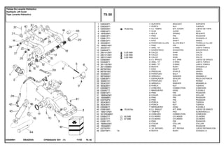 EB40Z036039489N1
70-60 No
0,20 MM
0,40 MM
0,60 MM
70-55 No
60 MM
67 MM
1
2
3
4
5
6
7
8
9
10
11
12
13
13
13
14
15
16
17
18
19
20
21
22
24
25
26
27
28
30
31
32
36
37
38
39
40
41
42
43
43
44
45
46
47
48
038393P1
038392P1
039494N1
038634P1
180928M1
038633P1
038817P1
038632P1
355286X1
1869074M1
364281X1
038422P1
2801012M1
2801013M1
2801014M1
035809N1
033928T1
3611557M1
3611558M1
897567M3
897581M3
353560X1
897580M1
038636P1
354681X1
353433X1
363628X1
039368T1
039367T1
035810P1
1668542M1
195468M1
035782P2
353436X1
353435X1
039366T1
035816N1
1482137M1
3412604M91
035842T1
043031T1
035811P1
1668542M1
195468M1
037767R1
035778P1
1
1
1
1
1
1
1
1
2
1
1
1
X
X
X
2
2
2
2
1
2
2
2
1
2
2
2
1
1
2
2
2
2
2
2
1
2
1
2
2
2
2
2
2
1
414
BRACKET SOPORTE
NUT TUERCA
KIT, COVER JUEGO DE TAPA
GUIDE GUIA
SPRING RESORTE
PIN PASADOR
BUSH CASQUILLO
SHAFT ARBOL
ALLEN BOLT TORNILLO ALLEN
PIN PASADOR
O RING JUNTA TORICA
ECCENTRIC EXCENTRICA
SHIM CALCE
SHIM CALCE
SHIM CALCE
KIT, ARM JUEGO DE BRAZO
O RING JUNTA TORICA
O RING JUNTA TORICA
BUSH CASQUILLO
SHAFT ARBOL
STAPLE GRAPA
BOLT PERNO
WASHER ARANDELA
SPACER PIEZA DISTANCIA
BOLT PERNO
WASHER ARANDELA
NUT TUERCA
CONNECTION CONEXION
HOSE FLEXIBLE
PIN PASADOR
COLLAR COLLAR
PIN PASADOR
PIN PASADOR
NUT TUERCA
NUT TUERCA
HOSE FLEXIBLE
KIT, ARM JUEGO DE BRAZO
PAD ALMOHADILLA
CONNECTION CONEXION
CYLINDER CILINDRO
CYLINDER CILINDRO
PIN PASADOR
COLLAR COLLAR
PIN PASADOR
KIT, REPAIR JUEGO REPARACION
BUSH CASQUILLO
SUPORTE
PORCA
CJ. TAMPA
GUIA
MOLA
PINO
BUCHA
EIXO
PARAFUSO ALLEN
PINO
ANEL "O"
EXCÊNTRICO
CALÇO
CALÇO
CALÇO
CJ. BRAÇO
ANEL "O"
ANEL "O"
BUCHA
EIXO
PRESILHA
PARAFUSO
ARRUELA
ESPAÇADOR
PARAFUSO
ARRUELA
PORCA
CONEXÃO
MANGUEIRA
PINO
COLAR
PINO
PINO
PORCA
PORCA
MANGUEIRA
CJ. BRAÇO
TAMPÃO
CONEXÃO
CILINDRO
CILINDRO
PINO
COLAR
PINO
JG. REPARO
BUCHA
CPE650ADV E01 11/02(1)
70 50
Tampa Do Levante Hidráulico
Hydraulic Lift Cover
Tapa Levante Hidraulico
70 50-
Menu Símbolos
 