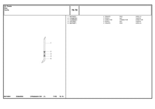 EQ64Z002063748N1
1
2
3
4
5
063750S1
3146867M1
3146866M1
375109X1
063749P1
1
1
1
1
1
ROD VARILLA
NUT TUERCA
CONNECTOR CONECTOR
NUT TUERCA
ROD VARILLA
TIRANTE
PORCA
CONECTOR
PORCA
TIRANTE
CPE650ADV E01 11/02(1)
70 70
Cj. Tirante
Rod
Varilla
70 70-
Menu Símbolos
 