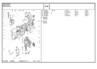 3/8X16
E078Z0023773701M92
[A]
[B]
ADMISSÃO
ADMISSION
ADMISIÓN
RETORNO
RETURN
RETORNO
49
50
51
52
53
54
375109X1
1870089M1
1000251M1
1871782M3
376719X1
3610280M1
1
1
1
1
1
1
9
9
NUT TUERCA
STAPLE GRAPA
BEARING COJINETE
SHAFT ARBOL
WASHER ARANDELA
BOLT PERNO
PORCA
PRESILHA
ROLAMENTO
EIXO
ARRUELA
PARAFUSO
CPE650ADV E01 11/02(1)
70 90
Bomba Hidráulica
Hydraulic Pump
Bomba Hidraulica
70 90-
Menu Símbolos
 