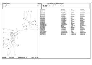 E231Z018T0254106
1
2
3
4
5
6
7
8
9
10
11
12
13
14
15
16
17
18
19
20
21
22
23
24
25
26
355565X1
355618X1
063091T1
353446X1
353683X1
063775S1
339402X1
339376X1
390398X1
390398X1
339376X1
339451X1
339376X1
339402X1
036592S1
3409857M91
3410413M92
390948X1
063199S1
829185M1
339374X1
339123X1
3412088M91
3225356M1
358743X91
3412687M1
3
6
1
3
3
1
1
1
1
3
3
1
1
1
1
3
6
12
1
3
3
3
3
2
6
6
NUT TUERCA
WASHER ARANDELA
KIT, ACTUATOR JUEGO ACTUADOR
WASHER ARANDELA
BOLT PERNO
BRACKET SOPORTE
NUT TUERCA
WASHER ARANDELA
BOLT PERNO
BOLT PERNO
WASHER ARANDELA
BOLT PERNO
WASHER ARANDELA
NUT TUERCA
BRACKET SOPORTE
HOSE FLEXIBLE
COUPLER ACOPLADOR
RING ARO
BRACKET SOPORTE
WASHER ARANDELA
WASHER ARANDELA
BOLT PERNO
HOSE FLEXIBLE
CLAMP ABRAZADERA
CONNECTION CONEXION
CONNECTION CONEXION
PORCA
ARRUELA
CJ. COMANDO
ARRUELA
PARAFUSO
SUPORTE
PORCA
ARRUELA
PARAFUSO
PARAFUSO
ARRUELA
PARAFUSO
ARRUELA
PORCA
SUPORTE
MANGUEIRA
ENGATE
ANEL
SUPORTE
ARRUELA
ARRUELA
PARAFUSO
MANGUEIRA
BRAÇADEIRA
CONEXÃO
CONEXÃO
CPE650ADV E01 11/02(1)
Com Detente / Com Sistema Ferguson
With Detain / With Ferguson System
Con Detenedor / Con Sistema Ferguson70 295
3 Corpos
3 Body
3 Cuerpos
Controle Remoto
Remote Control
Control Remoto
70 295-
Menu Símbolos
 
