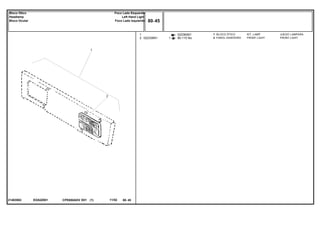 EG52Z00121483502
022360N1
80-115 No
1
2 022336N1
1
21
KIT, LAMP JUEGO LAMPARA
FRONT LIGHT FRONT LIGHT
BLOCO ÓTICO
FAROL DIANTEIRO
CPE650ADV E01 11/02(1)
80 45
Foco Lado Esquerdo
Left Hand Light
Foco Lado Izquierdo
Bloco Ótico
Headlamp
Bloco Ocular
80 45-
Menu Símbolos
 