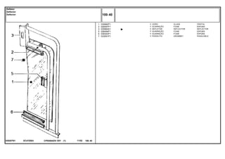 EC47Z003039207N1
1
2
3
5
6
7
035960P1
026497P1
035964S1
026494P1
036343P1
033091P1
1
1
1
1
1
1
GLASS CRISTAL
FOAM ESPUMA
DEFLECTOR DEFLECTOR
FOAM ESPUMA
FOAM ESPUMA
GROMMET PASACABLE
VIDRO
GUARNIÇÃO
DEFLETOR
GUARNIÇÃO
GUARNIÇÃO
PASSA-FIO
CPE650ADV E01 11/02(1)
100 40
Defletor
Deflector
Deflector
100 40-
Menu Símbolos
 
