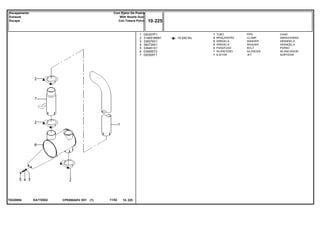 EA77Z002T0220004
10-240 No
1
2
3
4
5
6
7
020307P1
3146918M91
339376X1
390734X1
339451X1
035955T2
020305T1
1
3
2
2
2
1
1
PIPE CANO
CLAMP ABRAZADERA
WASHER ARANDELA
WASHER ARANDELA
BOLT PERNO
SILENCER SILENCIADOR
JET SURTIDOR
TUBO
BRAÇADEIRA
ARRUELA
ARRUELA
PARAFUSO
SILENCIOSO
EJETOR
CPE650ADV E01 11/02(1)
10 225
Com Ejetor De Poeira
With Nozzle Dust
Con Tobera Polvo
Escapamento
Exhaust
Escape
10 225-
Menu Símbolos
 