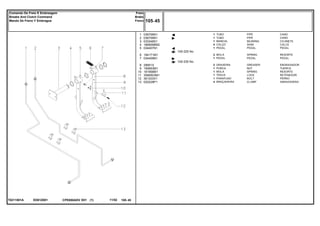 ED61Z001T0211001A
105-225 No
105-230 No
1
2
3
4
5
6
7
8
9
10
11
12
13
036706N1
036709N1
033348S1
1669096M2
034407N1
184171M1
034409N1
29951X
195663M1
181958M1
3589503M1
361203X1
020228P1
1
1
1
4
1
2
1
2
1
1
1
1
4
PIPE CANO
PIPE CANO
BEARING COJINETE
SHIM CALCE
PEDAL PEDAL
SPRING RESORTE
PEDAL PEDAL
GREASER ENGRASADOR
NUT TUERCA
SPRING RESORTE
LOCK RETENEDOR
BOLT PERNO
CLAMP ABRAZADERA
TUBO
TUBO
MANCAL
CALÇO
PEDAL
MOLA
PEDAL
GRAXEIRA
PORCA
MOLA
TRAVA
PARAFUSO
BRAÇADEIRA
CPE650ADV E01 11/02(1)
105 45
Freio
Brake
Freno
Comando De Freio E Embreagem
Breake And Clutch Command
Mando De Freno Y Embrague
105 45-
Menu Símbolos
 