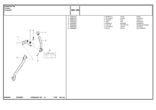 EH39Z001036820N1
1
2
3
4
5
6
7
8
035972P1
036618S1
036831S1
391290X1
339024X1
354048X1
036616S1
026065P1
1
1
1
1
1
1
1
1
KNOB POMO
LEVER PALANCA
ROD VARILLA
PIN PASADOR
WASHER ARANDELA
COTTER PIN PASADOR DOUBLE
LEVER PALANCA
DECAL CALCOMANIA
MANÍPULO
ALAVANCA
TIRANTE
PINO
ARRUELA
CUPILHA
ALAVANCA
DECAL
CPE650ADV E01 11/02(1)
105 125
Engate Da Tdp
Coupler
Acoplador
105 125-
Menu Símbolos
 