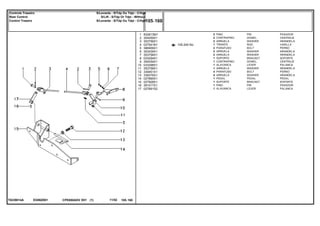 EG90Z001T0239014A
105-240 No
1
2
3
4
5
6
7
8
9
10
11
12
13
14
15
16
17
832813M1
354059X1
353756X1
037541N1
366909X1
353439X1
353758X1
033294S1
354059X1
033298S1
353758X1
339451X1
339376X1
027885S1
027928S1
391017X1
027891S2
2
2
2
1
2
2
2
1
1
1
1
4
4
1
1
1
1
PIN PASADOR
DOWEL CENTRAJE
WASHER ARANDELA
ROD VARILLA
BOLT PERNO
WASHER ARANDELA
WASHER ARANDELA
BRACKET SOPORTE
DOWEL CENTRAJE
LEVER PALANCA
WASHER ARANDELA
BOLT PERNO
WASHER ARANDELA
PEDAL PEDAL
BRACKET SOPORTE
PIN PASADOR
LEVER PALANCA
PINO
CONTRAPINO
ARRUELA
TIRANTE
PARAFUSO
ARRUELA
ARRUELA
SUPORTE
CONTRAPINO
ALAVANCA
ARRUELA
PARAFUSO
ARRUELA
PEDAL
SUPORTE
PINO
ALAVANCA
CPE650ADV E01 11/02(1)
105 160
S/Levante - S/Tdp Ou Tdpi - C/Hyd
S/Lift - S/Tdp Or Tdpi - Without
S/Levante - S/Tdp Ou Tdpi - C/Hyd
Controle Traseiro
Rear Control
Control Trasero
105 160-
Menu Símbolos
 