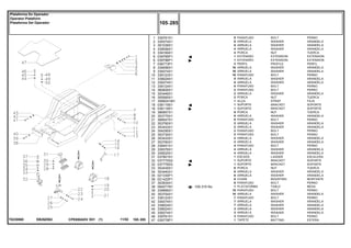 EB26Z062T0230060
105-315 No
1
2
3
4
5
6
6
7
8
9
10
11
12
13
14
15
16
17
18
18
19
20
21
22
23
24
25
26
27
28
29
30
31
32
32
33
34
35
36
37
38
39
40
41
42
43
44
45
46
47
339761X1
339374X1
391039X1
339056X1
339169X1
039795P1
039796P1
036773P1
339056X1
339374X1
339123X1
339024X1
339374X1
339124X1
360826X1
353446X1
355565X1
3589241M1
036119S1
036118S1
366957X1
353775X1
368547X1
353760X1
353433X1
354295X1
353730X1
353433X1
353760X1
339451X1
339376X1
339025X1
037801S1
037775S2
037776S3
353435X1
353440X1
021330P1
021422P1
353934X1
064077N1
339666X1
353754X1
339123X1
339374X1
339024X1
339024X1
339374X1
339761X1
039778P1
8
8
8
4
4
1
1
2
16
16
16
8
8
8
2
2
2
1
1
1
8
8
8
2
2
2
2
2
2
4
4
4
1
1
1
6
6
6
6
6
1
18
18
7
7
7
3
3
3
1
BOLT PERNO
WASHER ARANDELA
WASHER ARANDELA
WASHER ARANDELA
NUT TUERCA
EXTENSION EXTENSION
EXTENSION EXTENSION
PROFILE PERFIL
WASHER ARANDELA
WASHER ARANDELA
BOLT PERNO
WASHER ARANDELA
WASHER ARANDELA
BOLT PERNO
BOLT PERNO
WASHER ARANDELA
NUT TUERCA
STRAP FAJA
BRACKET SOPORTE
BRACKET SOPORTE
NUT TUERCA
WASHER ARANDELA
BOLT PERNO
WASHER ARANDELA
WASHER ARANDELA
BOLT PERNO
BOLT PERNO
WASHER ARANDELA
WASHER ARANDELA
BOLT PERNO
WASHER ARANDELA
WASHER ARANDELA
LADDER ESCALERA
BRACKET SOPORTE
BRACKET SOPORTE
NUT TUERCA
WASHER ARANDELA
WASHER ARANDELA
MOUNTING MONTANTE
BOLT PERNO
TABLE MESA
BOLT PERNO
WASHER ARANDELA
BOLT PERNO
WASHER ARANDELA
WASHER ARANDELA
WASHER ARANDELA
WASHER ARANDELA
BOLT PERNO
MATTING ESTERA
PARAFUSO
ARRUELA
ARRUELA
ARRUELA
PORCA
EXTENSÃO
EXTENSÃO
PERFIL
ARRUELA
ARRUELA
PARAFUSO
ARRUELA
ARRUELA
PARAFUSO
PARAFUSO
ARRUELA
PORCA
ALÇA
SUPORTE
SUPORTE
PORCA
ARRUELA
PARAFUSO
ARRUELA
ARRUELA
PARAFUSO
PARAFUSO
ARRUELA
ARRUELA
PARAFUSO
ARRUELA
ARRUELA
ESCADA
SUPORTE
SUPORTE
PORCA
ARRUELA
ARRUELA
COXIM
PARAFUSO
PLATAFORMA
PARAFUSO
ARRUELA
PARAFUSO
ARRUELA
ARRUELA
ARRUELA
ARRUELA
PARAFUSO
TAPETECPE650ADV E01 11/02(1)
105 285
Plataforma Do Operador
Operator Plataform
Plataforma Del Operador
105 285-
Menu Símbolos
 