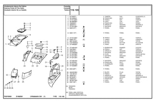 E158Z001T0357005D
[A]
[B]
TRASEIRO
REAR
TRASERO
PÁRA-LAMA VERTICAL
VERTICAL MUDGUARD
GUARDABARROS VERTICAL
1
2
3
4
5
6
7
8
8
9
10
11
12
13
14
15
16
17
18
19
20
21
22
23
24
25
26
27
28
29
30
31
32
021460P1
3010506X1
3715142M1
3619609M1
339282X1
390597X1
3712410M1
059121P1
059111P1
3715143M1
059017P1
2801324M1
2191949K91
3714482M1
3714481M1
339169X1
390972X1
3713500M2
3713616M1
3712414M1
3712412M1
3713501M1
3010578X1
3712421M2
3712408M1
059120P1
3042523M1
1441461X1
390972X1
061024P1
339291X1
3616277M1
059119P1
1
X
X
4
4
4
1
1
1
X
1
1
4
1
1
4
4
1
2
1
1
1
3
1
1
1
1
1
1
1
1
1
1
[F]
[G]
[E]
[A]
[D]
[A]
[D]
[B]
[C]
PAD ALMOHADILLA
BOLT PERNO
NUT TUERCA
CAP TAPA
BOLT PERNO
WASHER ARANDELA
BRACKET SOPORTE
PANEL PANEL
PANEL PANEL
NUT TUERCA
COVER CUBIERTA
PLUG TAPON
BUTTON PULSADOR
GLASS CRISTAL
RUBBER CAUCHO
NUT TUERCA
WASHER ARANDELA
BRACKET SOPORTE
CLIP CRAPA RETEN
BRACKET SOPORTE
PANEL PANEL
BRACKET SOPORTE
BOLT PERNO
FOAM ESPUMA
PANEL PANEL
PANEL PANEL
PLUG TAPON
NUT TUERCA
WASHER ARANDELA
SPACER PIEZA DISTANCIA
BOLT PERNO
CAP TAPA
PANEL PANEL
TAMPÃO
PARAFUSO
PORCA
CAPA
PARAFUSO
ARRUELA
SUPORTE
PAINEL
PAINEL
PORCA
TAMPA
BUJÃO
BOTÃO
VIDRO
BORRACHA
PORCA
ARRUELA
SUPORTE
CLIPE
SUPORTE
PAINEL
SUPORTE
PARAFUSO
GUARNIÇÃO
PAINEL
PAINEL
BUJÃO
PORCA
ARRUELA
ESPAÇADOR
PARAFUSO
CAPA
PAINEL
CPE650ADV E01 11/02(1)
110 105
Console
Console
Tablero
Acabamento Interno Da Cabina
Internal Finish Of The Cabin
Acabado Interior De La Cabaña
110 105-
Menu Símbolos
 