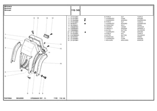 EB32Z009T0357006A
1
2
3
4
5
6
7
8
9
10
11
12
13
14
15
3715143M1
3712416M1
3712420M2
3715142M1
057907P1
3010506X1
3782697M1
3782892M1
3782696M1
3712419M1
3714235M1
2191950K91
3010578X1
3714209M1
3712418M1
X
1
1
X
1
X
2
2
2
1
4
2
5
1
1
NUT TUERCA
FOAM ESPUMA
BEADING GUARNICION
NUT TUERCA
BEADING GUARNICION
BOLT PERNO
CRAMP PASADOR
WASHER ARANDELA
BUTTON PULSADOR
FOAM ESPUMA
NUT TUERCA
BUTTON PULSADOR
BOLT PERNO
FOAM ESPUMA
MOULDING BORDON
PORCA
GUARNIÇÃO
GUARNIÇÃO
PORCA
GUARNIÇÃO
PARAFUSO
GRAMPO
ARRUELA
BOTÃO
GUARNIÇÃO
PORCA
BOTÃO
PARAFUSO
GUARNIÇÃO
MOLDURA
CPE650ADV E01 11/02(1)
110 145
Minicapuz
Minihood
Minicapó
110 145-
Menu Símbolos
 