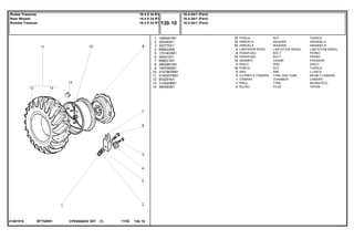 EF73Z00121481516
1
2
3
4
5
6
7
8
9
10
11
12
13
14
1484541M1
353440X1
353775X1
898022M2
1751403M1
364012X1
898021M1
2802881M2
1487085M1
3147967M91
3145207M91
833291M1
3145208M1
490583M1
12
12
12
4
4
12
12
2
16
2
2
1
1
2
NUT TUERCA
WASHER ARANDELA
WASHER ARANDELA
LIMITATION WHEEL LIMITATION WHEEL
BOLT PERNO
BOLT PERNO
CRAMP PASADOR
DISC DISCO
NUT TUERCA
RIM LLANTA
TYRE AND TUBE NEUM.Y.CAMARA
CHAMBER CAMARA
TYRE NEUMATICO
PLUG TAPON
PORCA
ARRUELA
ARRUELA
LIMITADOR RODA
PARAFUSO
PARAFUSO
GRAMPO
DISCO
PORCA
ARO
CJ.PNEU E CÂMARA
CÂMARA
PNEU
BUJÃO
CPE650ADV E01 11/02(1)
18.4-34r1 (Pavt)
18.4-34r1 (Pavt)
18.4-34r1 (Pavt)130 10
18.4 X 34 R1
18.4 X 34 R1
18.4 X 34 R1
Rodas Traseiras
Rear Wheels
Ruedas Traseras
130 10-
Menu Símbolos
 