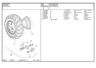 EF74Z00123308236
23308236
1
2
3
4
5
6
7
8
9
10
3145297M91
1751403M1
898022M2
3145321M2
353775X1
353440X1
1484541M1
3148518M1
898021M1
1
4
4
12
12
12
12
2
12
1
10
10
10
10
10
10
10
10
10
WHEEL AND TYRE RUEDA Y NEUMATIC
BOLT PERNO
LIMITATION WHEEL LIMITATION WHEEL
BOLT PERNO
WASHER ARANDELA
WASHER ARANDELA
NUT TUERCA
SPACER PIEZA DISTANCIA
CRAMP PASADOR
KIT, WHEEL JUEGO DE RUEDA
CJ. ARO/PNEU
PARAFUSO
LIMITADOR RODA
PARAFUSO
ARRUELA
ARRUELA
PORCA
ESPAÇADOR
GRAMPO
CJ. RODA
CPE650ADV E01 11/02(1)
Disco Fundido-Pavt
Founded Disk-Pavt
Disco Fundido-Pavt130 35
Dupla
Dual
Doble
Rodas Traseiras
Rear Wheels
Ruedas Traseras
130 35-
Menu Símbolos
 