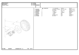 EG02Z001T0115006
3408637M911
2
3
4
5
6
7
8
9
10
834924M91
1487085M1
3408339M91
834923M1
834337M1
3149762M1
046161T1
488988M2
881162M2
1
2
16
2
1
1
1
1
10
10
1
1
1
2
2
4
4
4
4
WHEELS RODAJE
TYRE AND TUBE NEUM.Y.CAMARA
NUT TUERCA
KIT, WHEEL JUEGO DE RUEDA
TYRE NEUMATICO
CHAMBER CAMARA
DISC DISCO
RIM LLANTA
STUD ESPARRAGO
NUT TUERCA
CJ. RODAGEM
CJ.PNEU E CÂMARA
PORCA
CJ. RODA
PNEU
CÂMARA
DISCO
ARO
PRISIONEIRO
PORCA
CPE650ADV E01 11/02(1)
130 55
23.1 X 30 R1
23.1 X 30 R1
23.1 X 30 R1
Rodas Traseiras
Rear Wheels
Ruedas Traseras
130 55-
Menu Símbolos
 