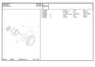EG43Z002T0217005
1
2
3
4
5
6
7
8
3411542M1
040869P1
881162M2
021064N1
487540M91
021070S2
487539M1
828539M1
2
12
12
1
2
2
2
2
4
4
5
5
WEIGHT PESA
STUD ESPARRAGO
NUT TUERCA
KIT, WHEEL JUEGO DE RUEDA
TYRE AND TUBE NEUM.Y.CAMARA
RIM LLANTA
TYRE NEUMATICO
CHAMBER CAMARA
PESO
PRISIONEIRO
PORCA
CJ. RODA
CJ.PNEU E CÂMARA
ARO
PNEU
CÂMARA
CPE650ADV E01 11/02(1)
130 95
14.9 X 28 R2 - 6l
14.9 X 28 R2 - 6l
14.9 X 28 R2 - 6l
Rodas Dianteiras
Front Wheels
Ruedas Delanteras
130 95-
Menu Símbolos
 