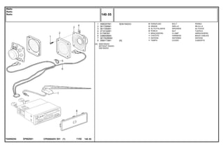 SEM RADIO
EP90Z001T04858254
[A] SEM RÁDIO
WITHOUT RADIO
SIM RADIO
1
2
3
4
5
6
7
8
3580257M1
3617395M1
3617394M1
3715142M1
517587M1
3388458M4
3617629M92
3580173M1
8
2
2
8
1
1
1
1[A]
BOLT PERNO
GRILLE REJILLA
SPEAKER ALTOVOZ
NUT TUERCA
CLAMP ABRAZADERA
HARNESS MAZO CABLES
ANTENNA ANTENA
COVER CUBIERTA
PARAFUSO
GRADE
ALTO-FALANTE
PORCA
BRAÇADEIRA
CHICOTE
ANTENA
TAMPA
CPE650ADV E01 11/02(1)
140 55
Rádio
Radio
Radio
140 55-
Menu Símbolos
 