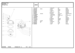 3/8X24
3/4X3/32
5/16X24
5/16
12"
0765Z0021868005M92
1
2
3
4
5
6
7
8
9
10
11
12
13
14
15
16
17
18
19
20
21
3147178M1
353430X1
887910M2
891827M1
891826M1
887898M1
022634R1
354048X1
3176859M91
887906M1
3176863M1
1865836M91
887893M1
3175517M1
1753751M1
3176865M1
353916X1
181124M1
887907M1
887902M1
887897M1
3
3
3
3
3
3
18
6
1
1
1
1
3
12
12
12
3
3
1
1
3
BOLT PERNO
NUT TUERCA
SPRING RESORTE
CRAMP PASADOR
PIN PASADOR
LEVER PALANCA
LINK CONEXION
COTTER PIN PASADOR DOUBLE
BONNET CAPOT
SPRING PLATE PLETINA MUELLE
PLATE PLATO
DISC DISCO
PIN PASADOR
WASHER ARANDELA
WASHER ARANDELA
SPRING RESORTE
NUT TUERCA
BOLT PERNO
PLATE PLATO
PLATE PLATO
PIN PASADOR
PARAFUSO
PORCA
MOLA
GRAMPO
PINO
ALAVANCA
BIELETA
CUPILHA
COBERTURA
MOLA PRATO
PLACA
DISCO
PINO
ARRUELA
ARRUELA
MOLA
PORCA
PARAFUSO
PLATÔ
PLACA
PINO
CPE650ADV E01 11/02(1)
20 40
Embreagem Dupla
Dual Clutch
Embrague Doble
20 40-
Menu Símbolos
 
