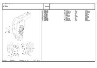 EA60Z003023784N1
1
2
3
4
5
6
7
8
9
10
11
3589412M1
3589428M1
3589429M1
377561X1
191314M1
377184X1
026219S1
357660X1
3145869M1
3145868M1
3589414M1
30
3
11
14
2
1
1
1
2
10
2
NUT TUERCA
STUD ESPARRAGO
STUD ESPARRAGO
BOLT PERNO
PIN PASADOR
BOLT PERNO
LEVER PALANCA
PIN PASADOR
BOLT PERNO
BOLT PERNO
STUD ESPARRAGO
PORCA
PRISIONEIRO
PRISIONEIRO
PARAFUSO
PINO
PARAFUSO
ALAVANCA
PINO
PARAFUSO
PARAFUSO
PRISIONEIRO
CPE650ADV E01 11/02(1)
25 110
Fixação Eixo Traseiro
Rear Axle
Eje Trasero
25 110-
Menu Símbolos
 