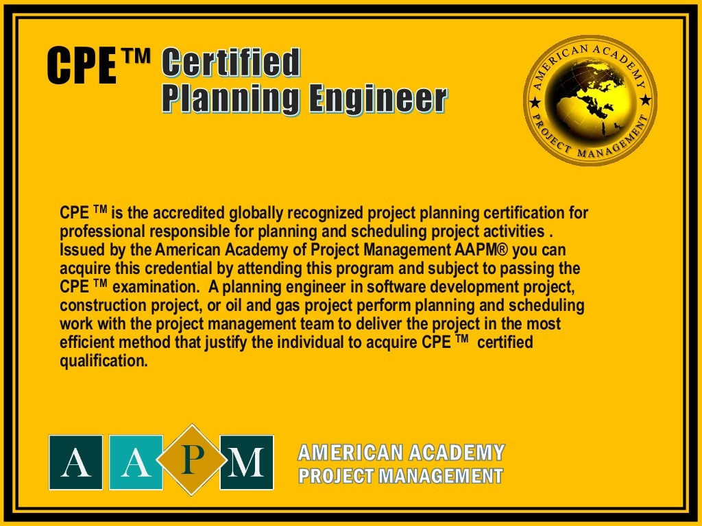 Certified Planning Engineer CPE