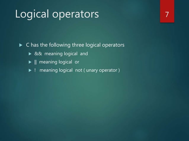 Operator in C language | PPT
