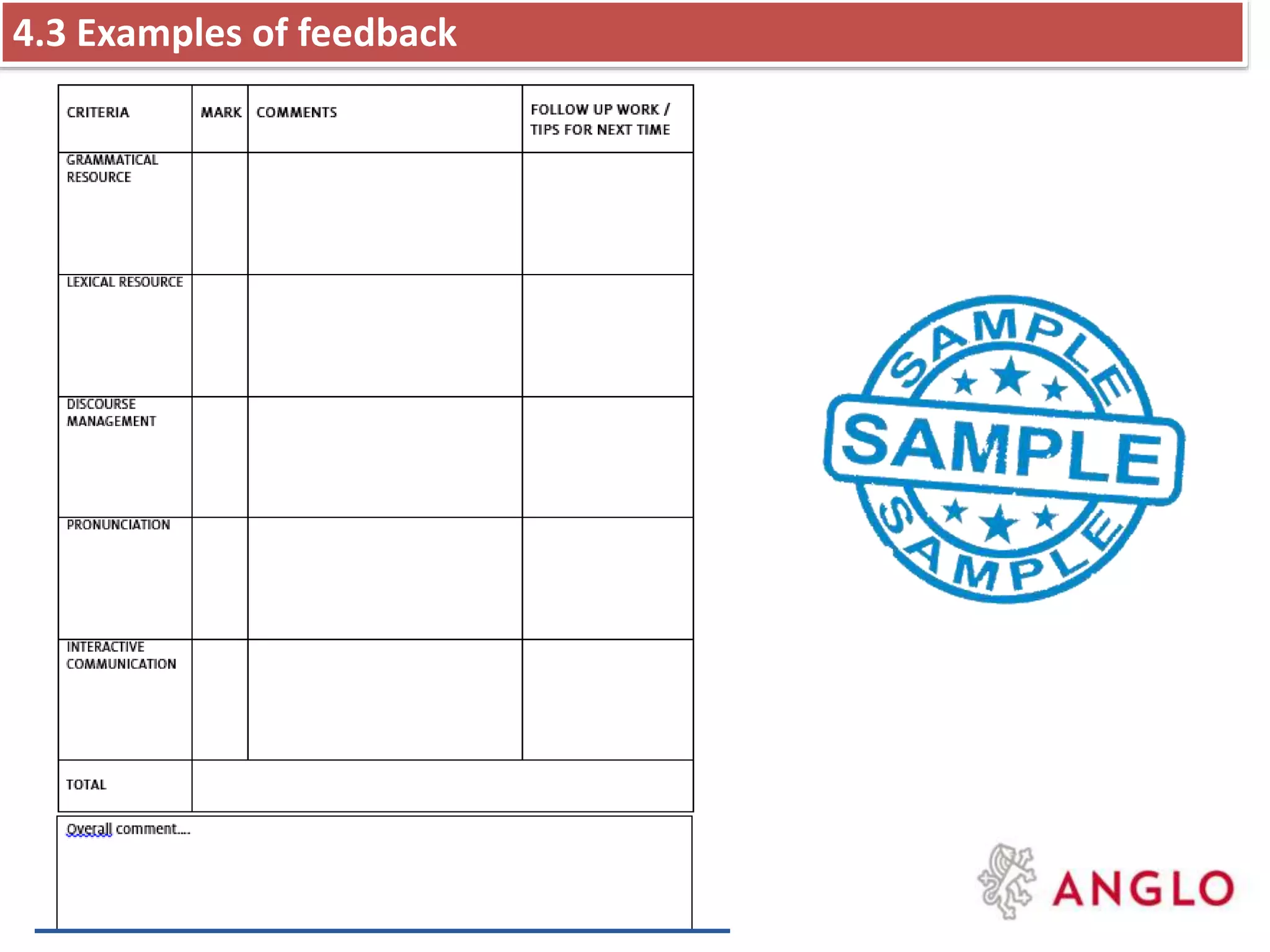 4.3 Examples of feedback