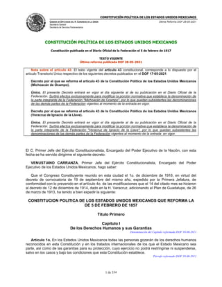 CPEUM CONSTITUCIÓN POLÍTICA DE LOS ESTADOS UNIDOS MEXICANOS | PDF