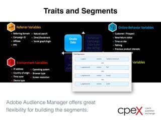 Traits and Segments 
Adobe Audience Manager offers great 
flexibility for building the segments. 
 