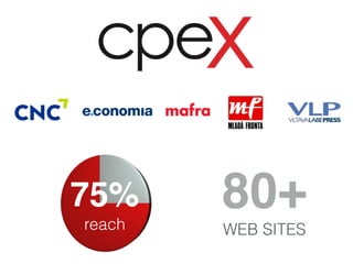 80+ 
WEB SITES 
75% 
reach 
 