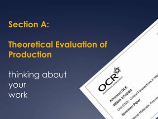 Section A:

Theoretical Evaluation of
Production

thinking about
your
work
 