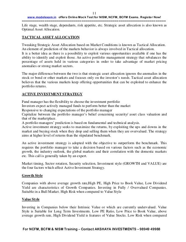 NISM CPFA CERTIFIED PERSONAL FINANCIAL ADVISOR EXAM STUDY NOTES