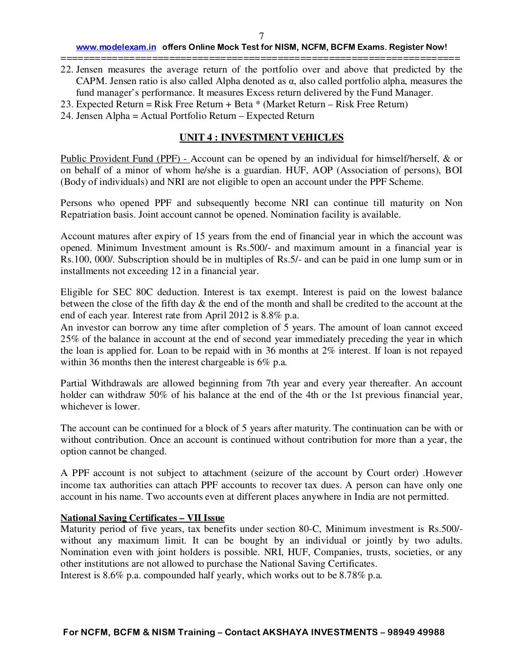 NISM CPFA CERTIFIED PERSONAL FINANCIAL ADVISOR EXAM STUDY NOTES