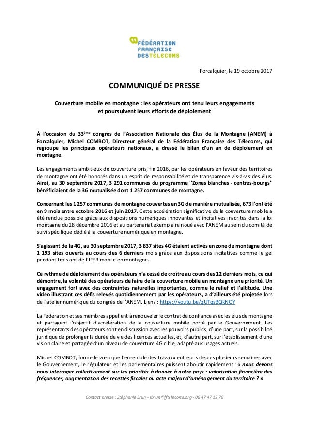 33e Congrès Anem Communiqué De Presse Fftelecoms