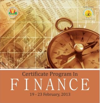 Centre for Management Development (CMD) in association with its Academic Partner UPES is organizing Certificate Program in Finance on 19th -23rd 